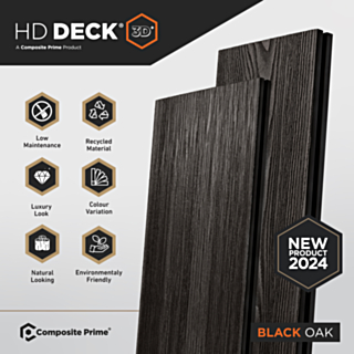 Composite Prime Hd Deck 3D+ Black Oak Deckboard 25X146X3600mm