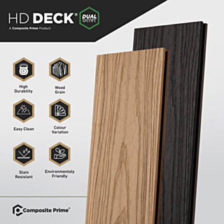 Composite Prime Hd Deck Dual Natural Oak / Slate Deckboard 22.5X143X3600mm
