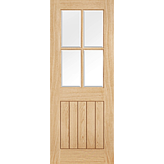 Lpd Oak Belize Unfinished 4 Light With Clear Bev Glass  Door