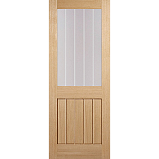 Lpd Oak Mexicano Unfinished 1 Light Silkscreen Glass Door Fd30